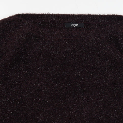 Wallis Womens Purple Boat Neck Polyester Pullover Jumper Size M