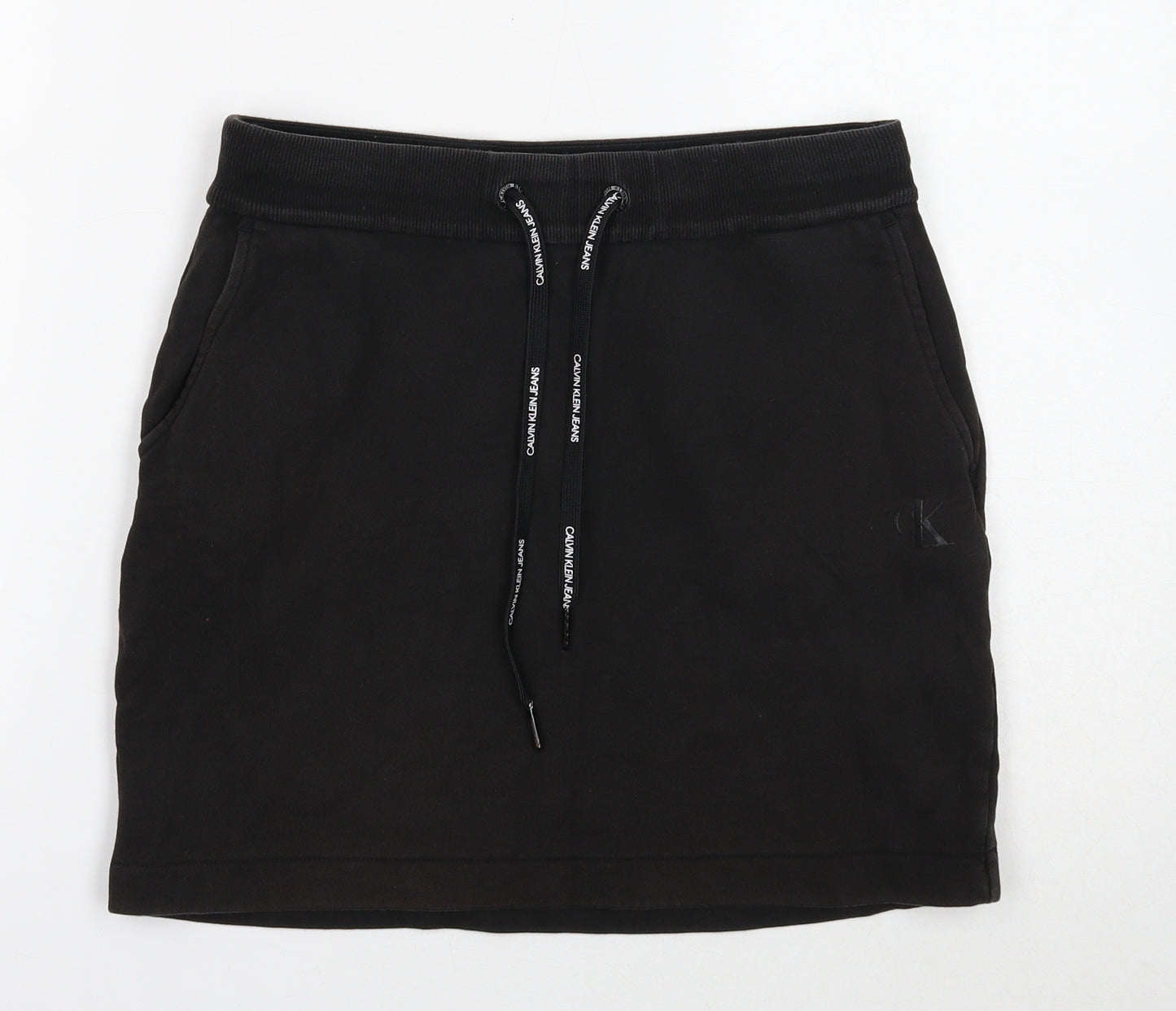 Calvin Klein Womens Black Cotton Bandage Skirt Size S