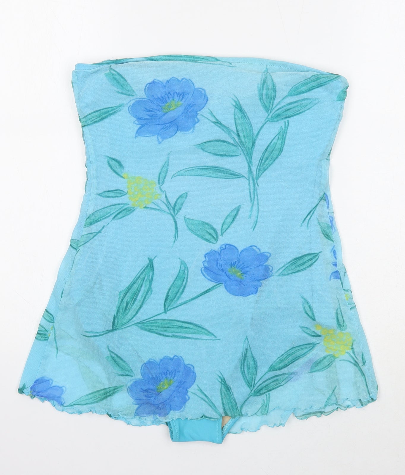 Gideon Oberson Womens Blue Floral Polyamide Swimdress Size 14