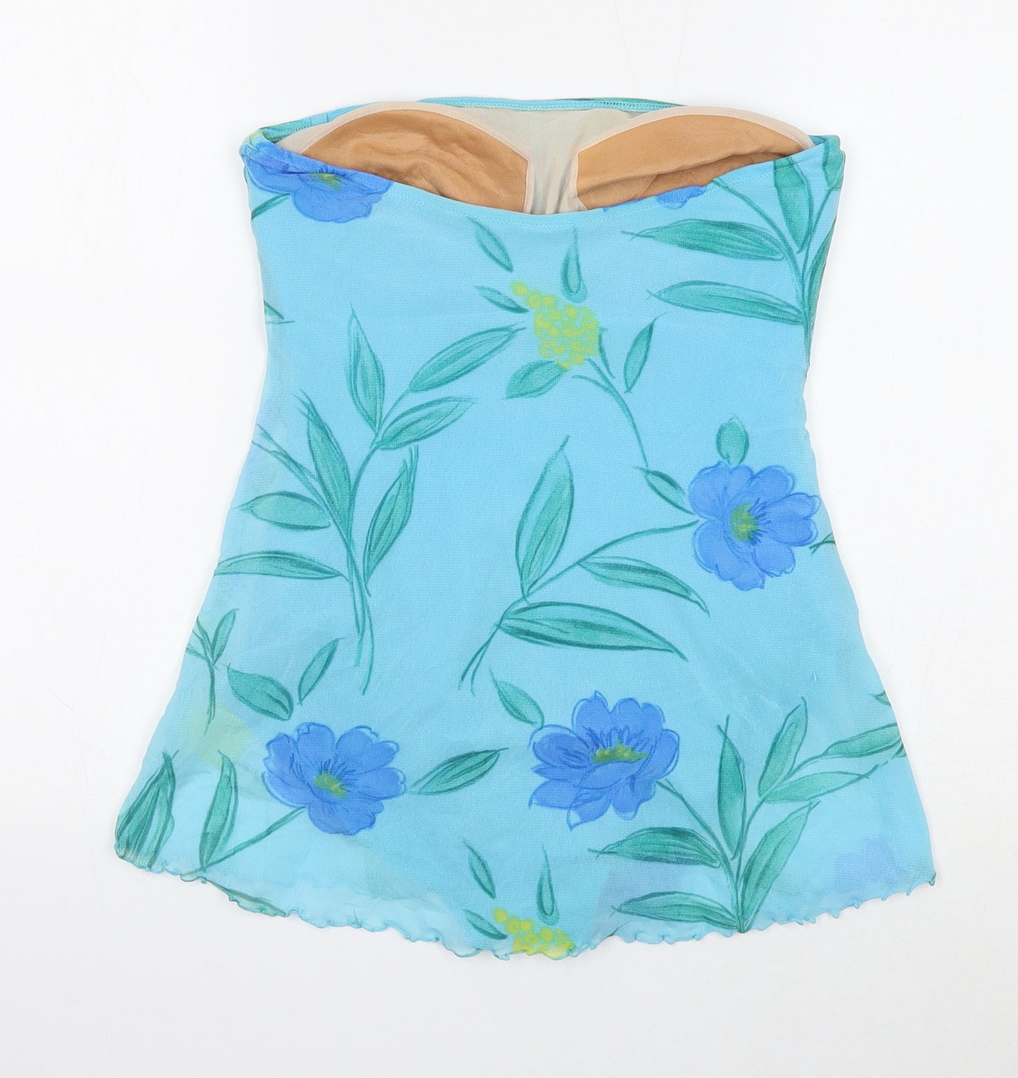 Gideon Oberson Womens Blue Floral Polyamide Swimdress Size 14