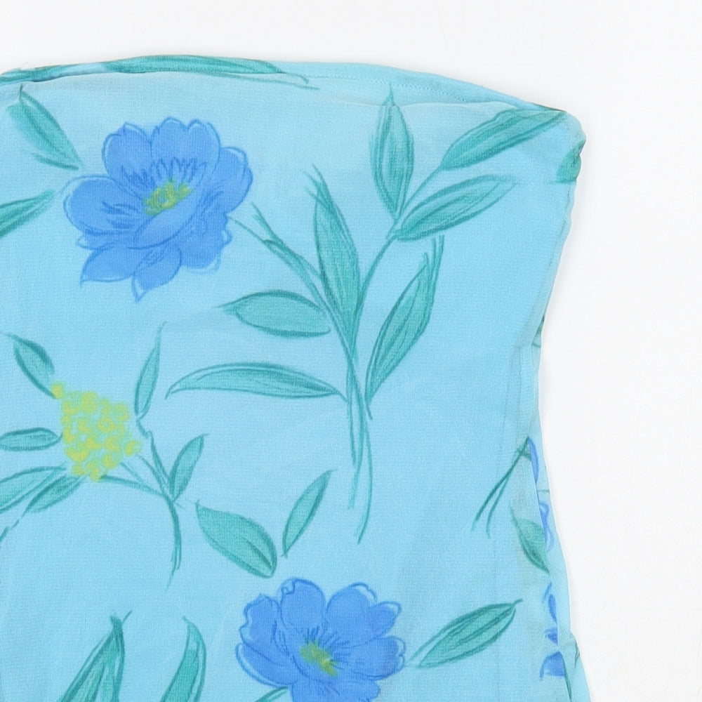 Gideon Oberson Womens Blue Floral Polyamide Swimdress Size 14