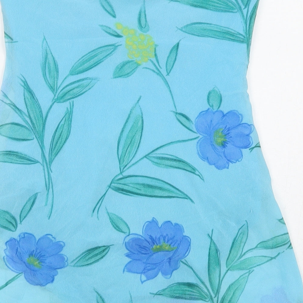 Gideon Oberson Womens Blue Floral Polyamide Swimdress Size 14