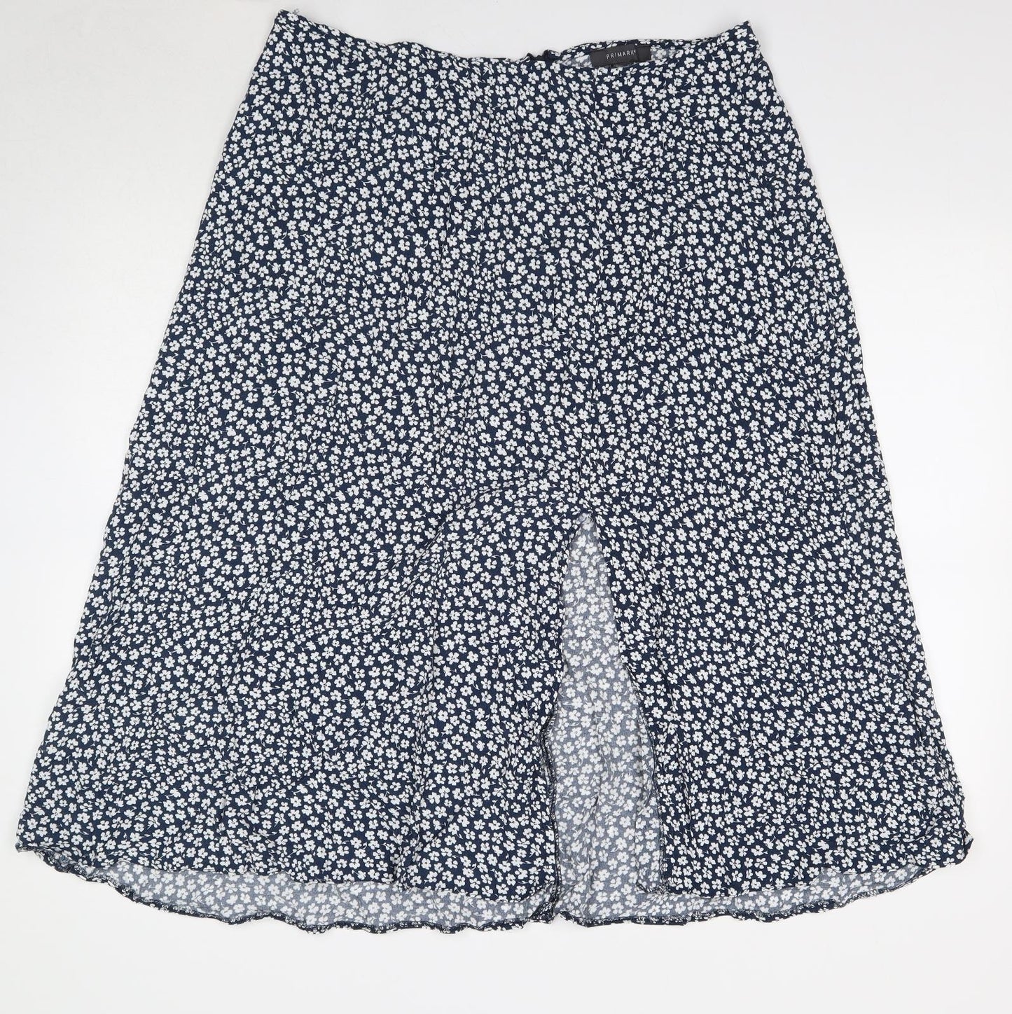 Primark Womens Blue Floral Viscose Flare Skirt Size 20 Zip