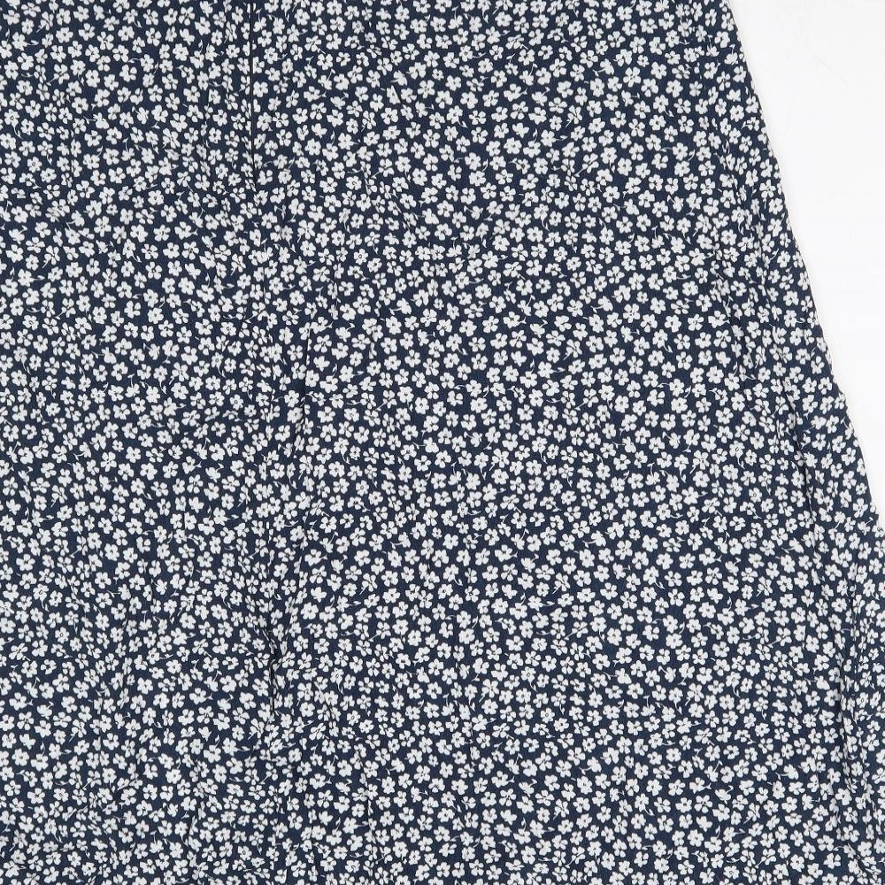 Primark Womens Blue Floral Viscose Flare Skirt Size 20 Zip