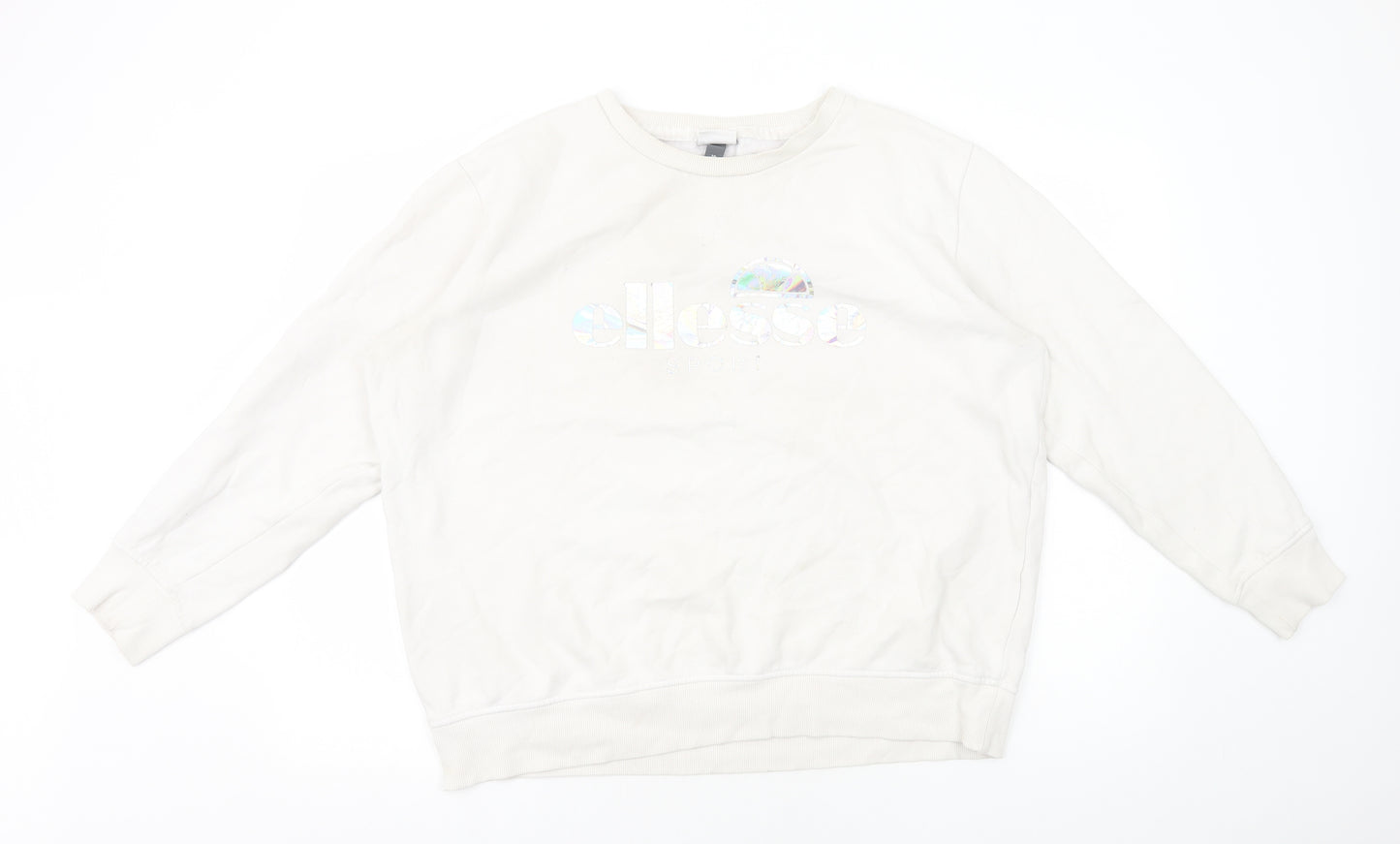 ellesse Womens White Cotton Pullover Sweatshirt Size 18 Pullover