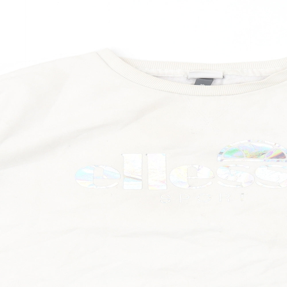 ellesse Womens White Cotton Pullover Sweatshirt Size 18 Pullover