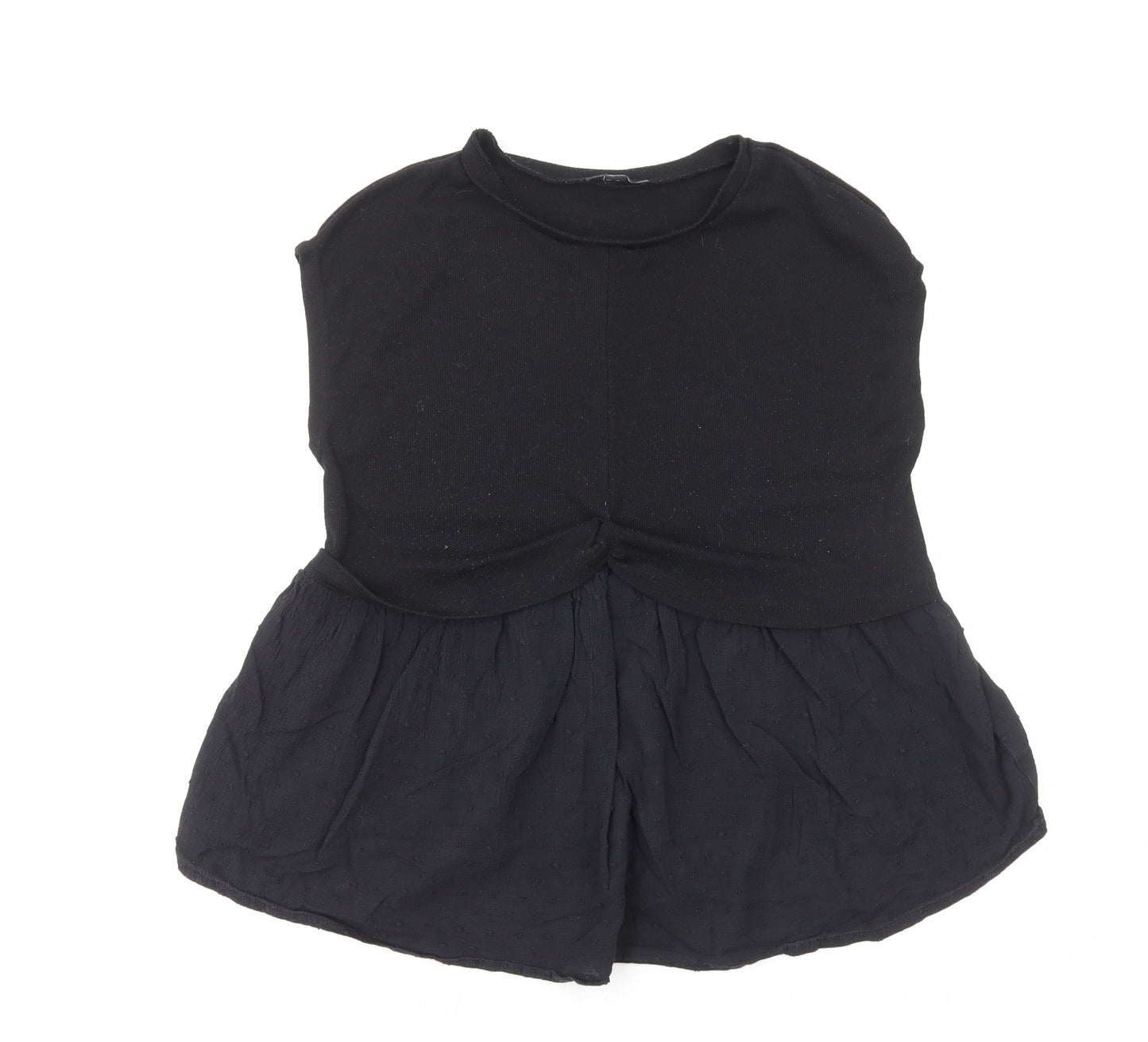 New Look Womens Black Polyester Basic Blouse Size 16 Round Neck