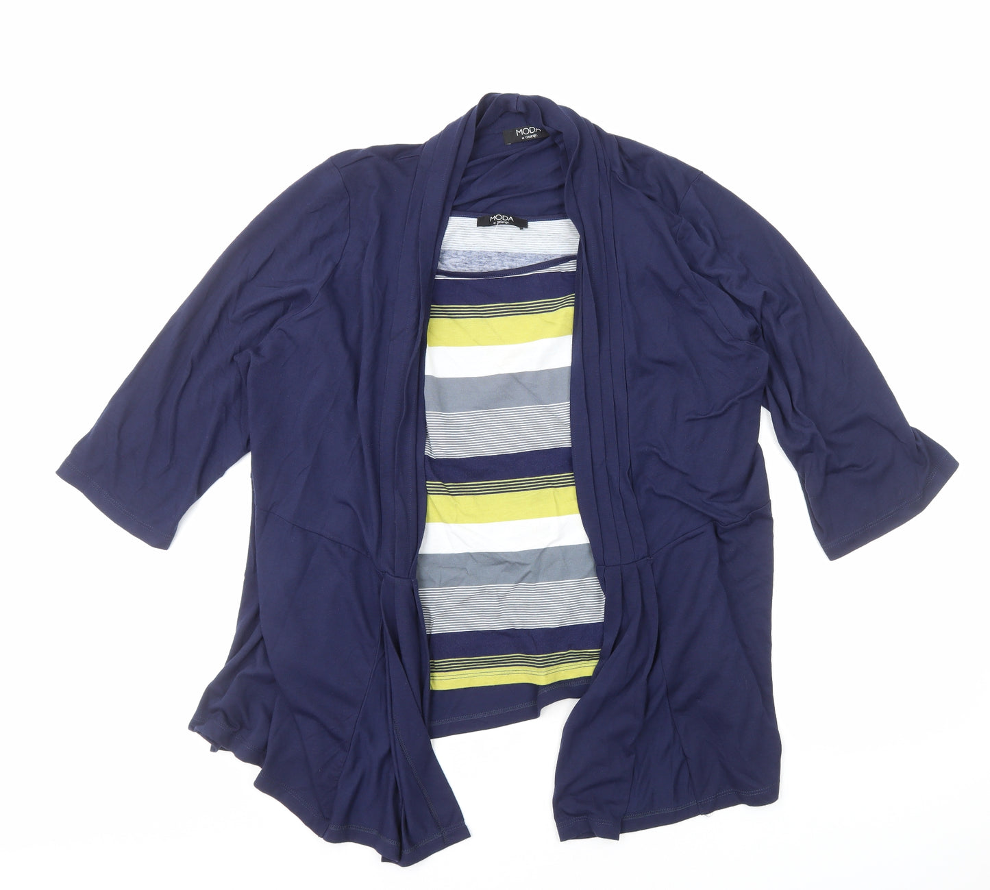 George Womens Blue Striped Polyester Basic Blouse Size 22 Scoop Neck - 2 in 1 Top