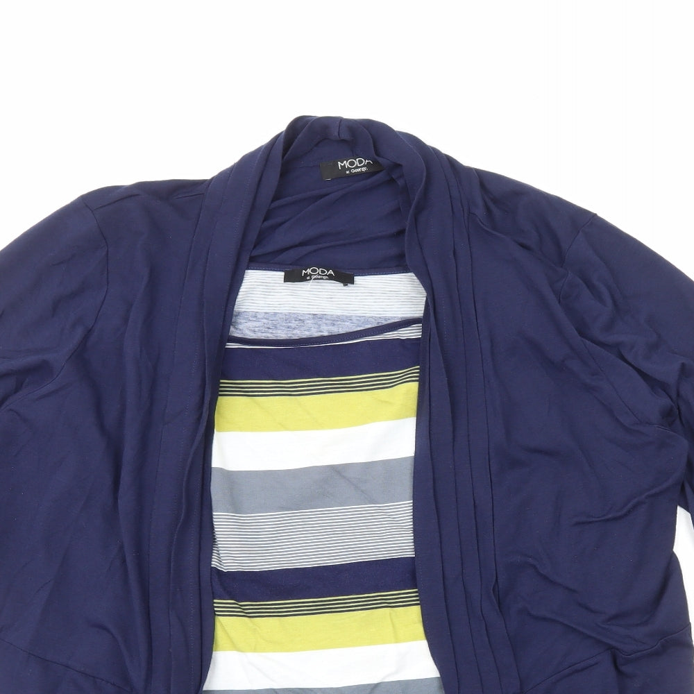 George Womens Blue Striped Polyester Basic Blouse Size 22 Scoop Neck - 2 in 1 Top