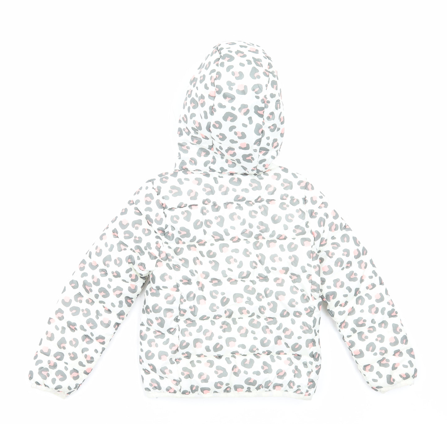 Primark Girls White Animal Print Quilted Jacket Size 6-7 Years Zip