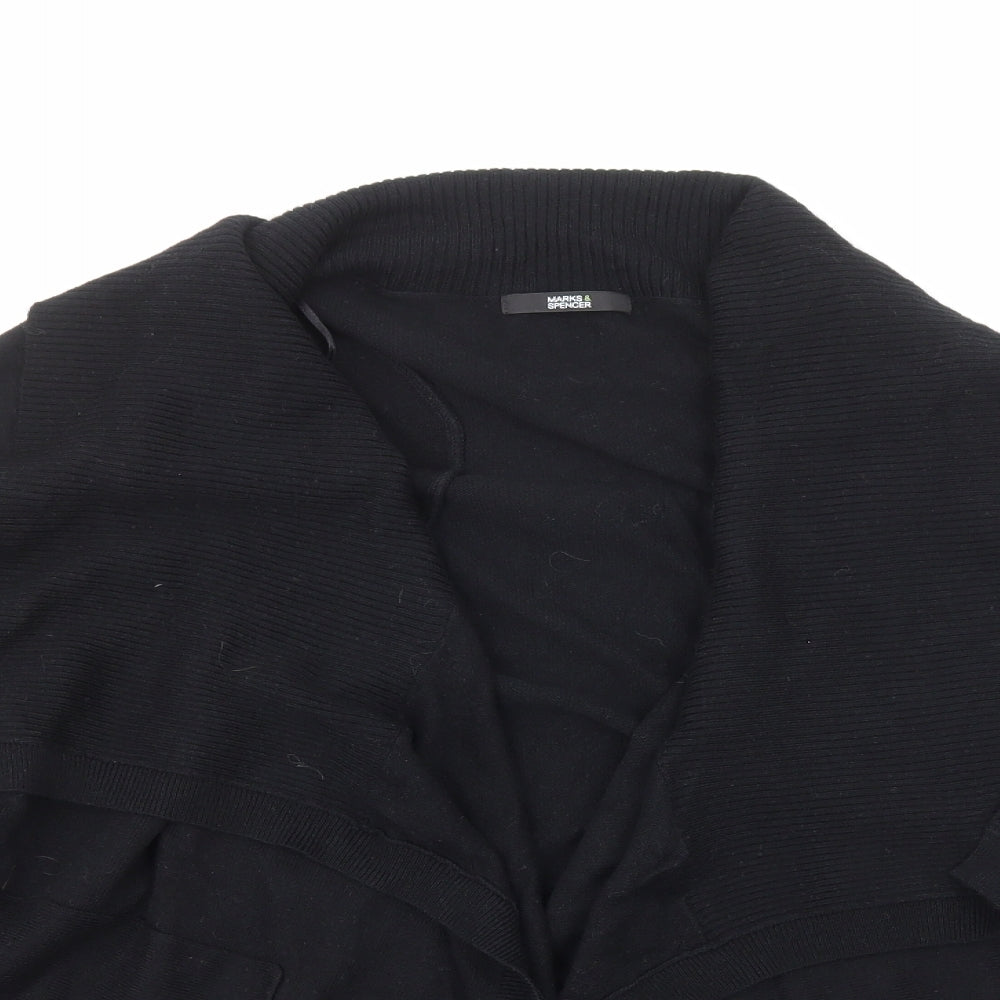 Marks and Spencer Womens Black V-Neck Viscose Cardigan Jumper Size 22 - Waterfall Design