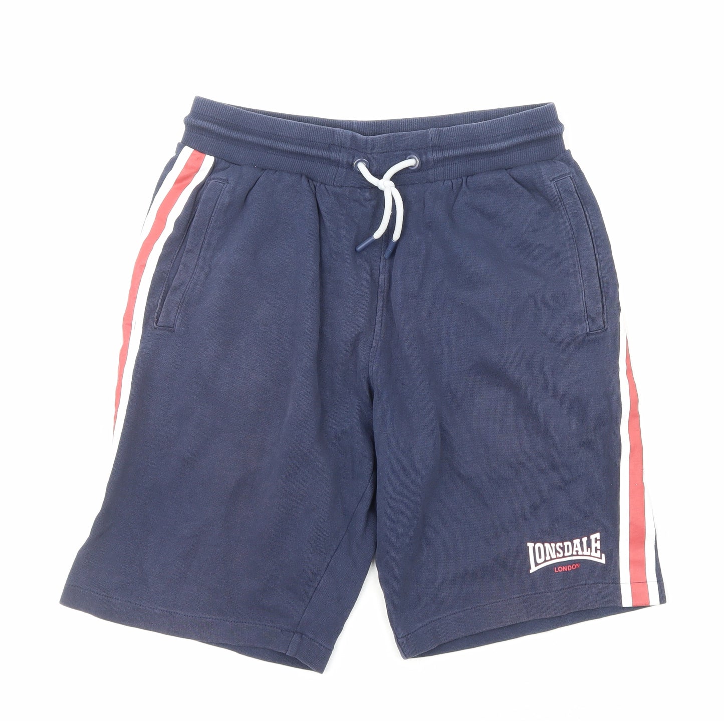 Lonsdale Mens Blue Cotton Sweat Shorts Size S Regular Drawstring