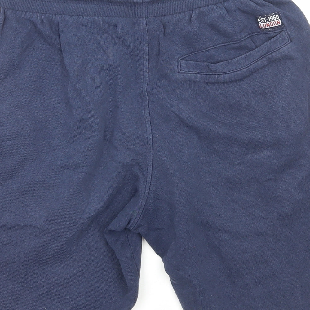 Lonsdale Mens Blue Cotton Sweat Shorts Size S Regular Drawstring