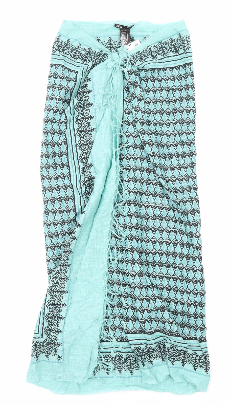 Zara Womens Blue Geometric Cotton Cover Up Size M