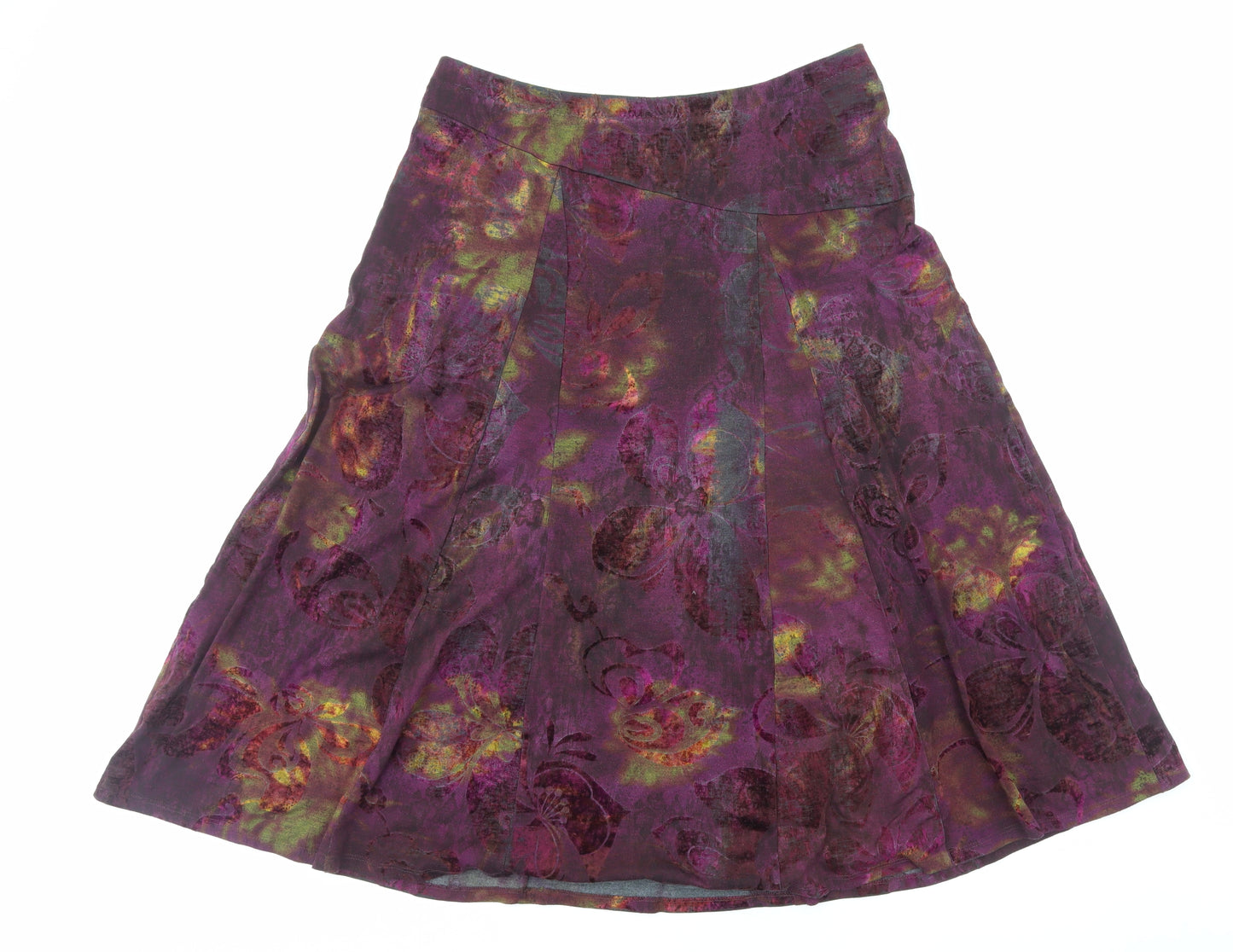 Per Una Womens Purple Geometric Polyester Flare Skirt Size 18