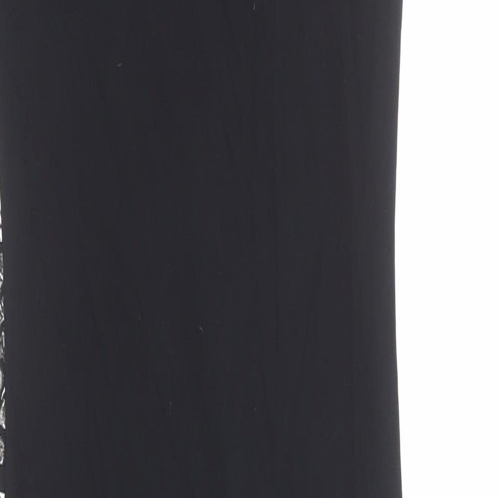 Roberto Cavalli Womens Black Geometric Viscose T-Shirt Dress Size 12 Boat Neck Pullover