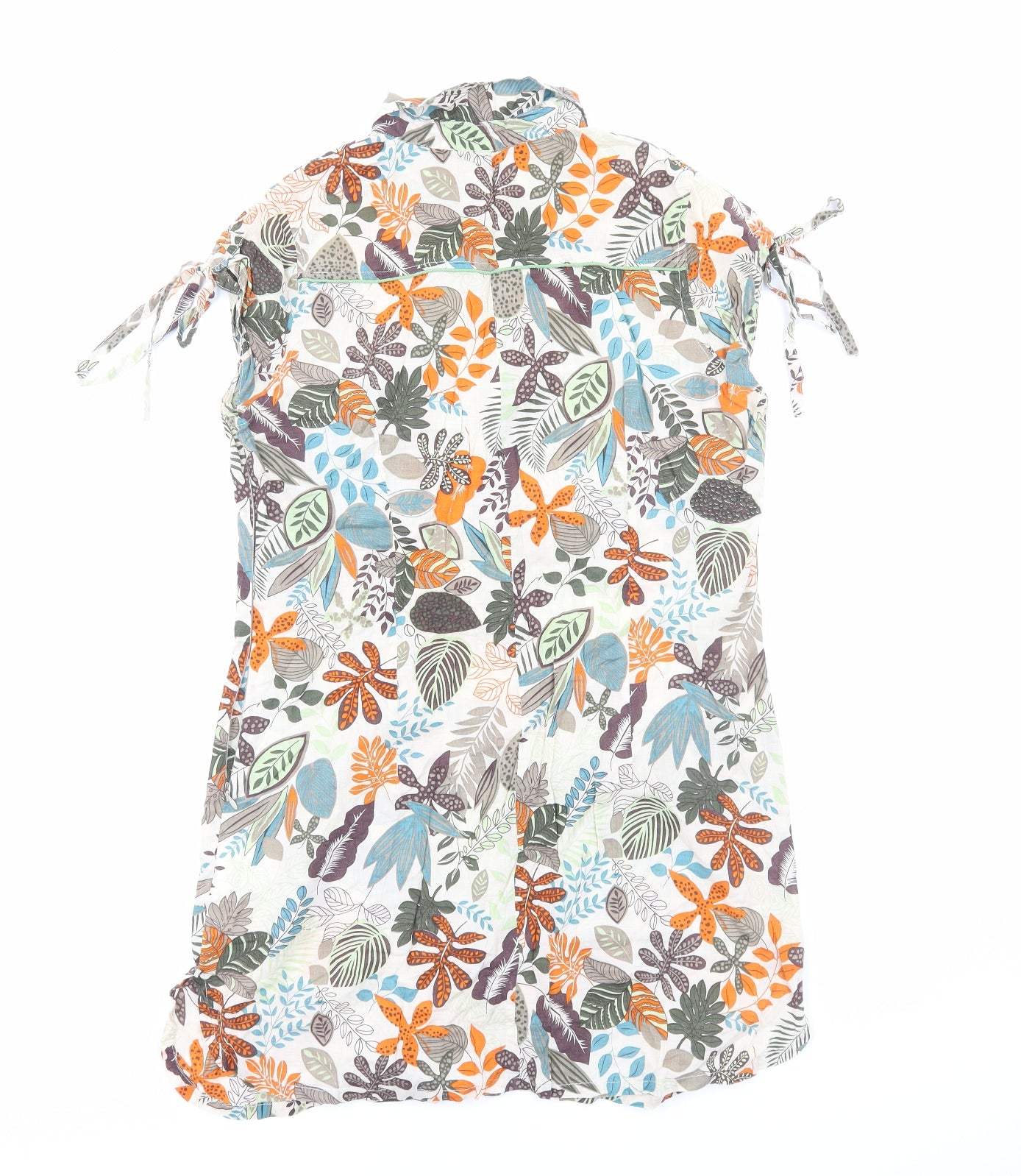 New York Laundry Womens Multicoloured Geometric Cotton Shift Size 14 Collared Button - Leaf Print