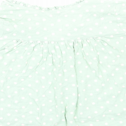 Zara Womens Green Polka Dot Viscose Cropped Button-Up Size S V-Neck