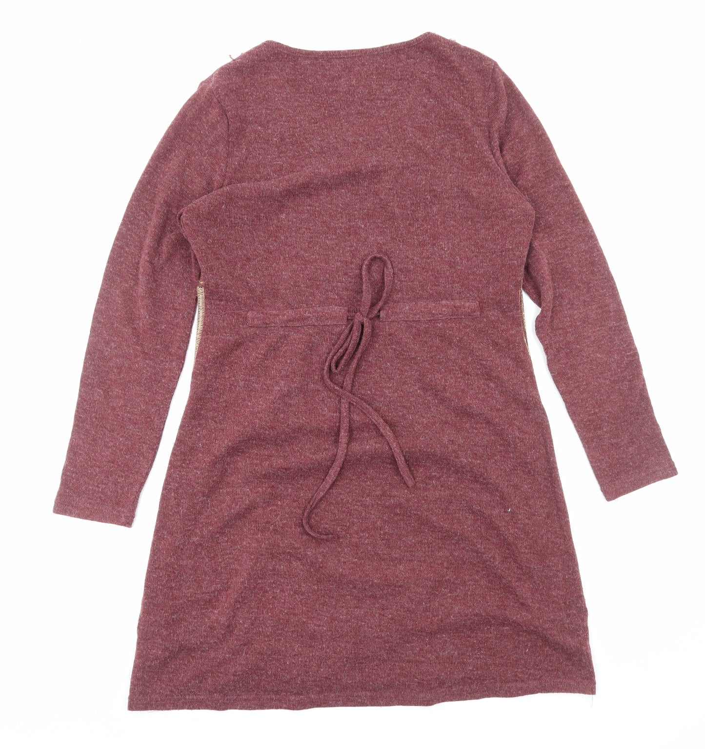 For Her Paris Womens Red Wool Jumper Dress Size 2XL Round Neck Pullover