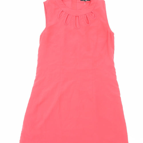 Rage Womens Pink Polyester Shift Size 10 Round Neck Zip