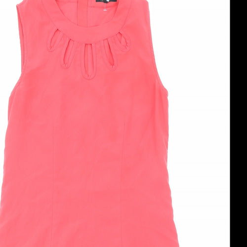 Rage Womens Pink Polyester Shift Size 10 Round Neck Zip