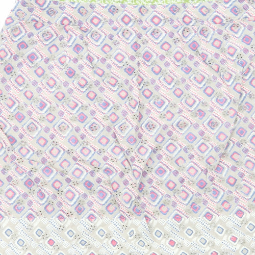 White Stuff Womens Multicoloured Geometric Cotton A-Line Skirt Size 12 Zip