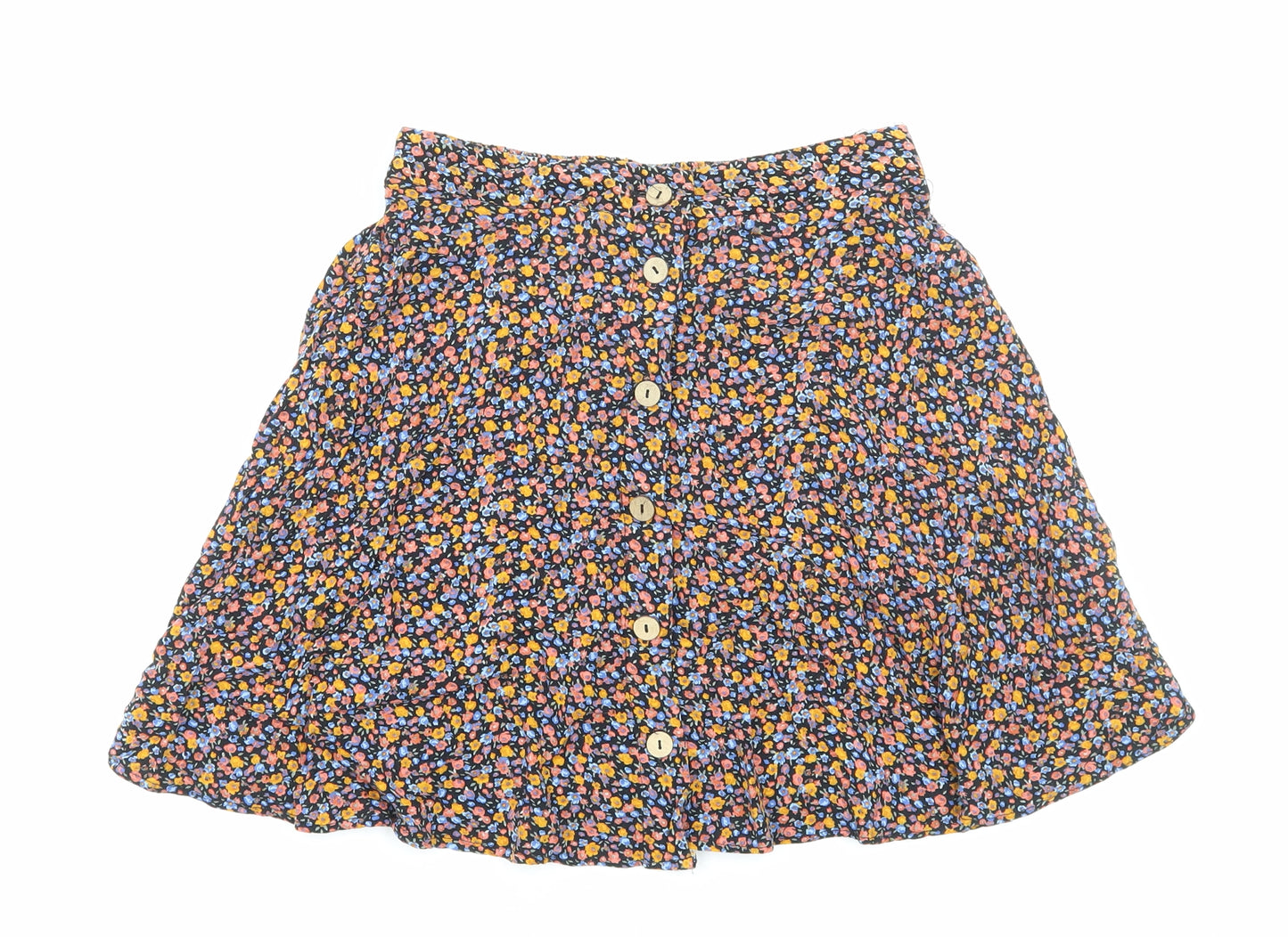 New Look Womens Multicoloured Floral Viscose Mini Skirt Size 8 Button