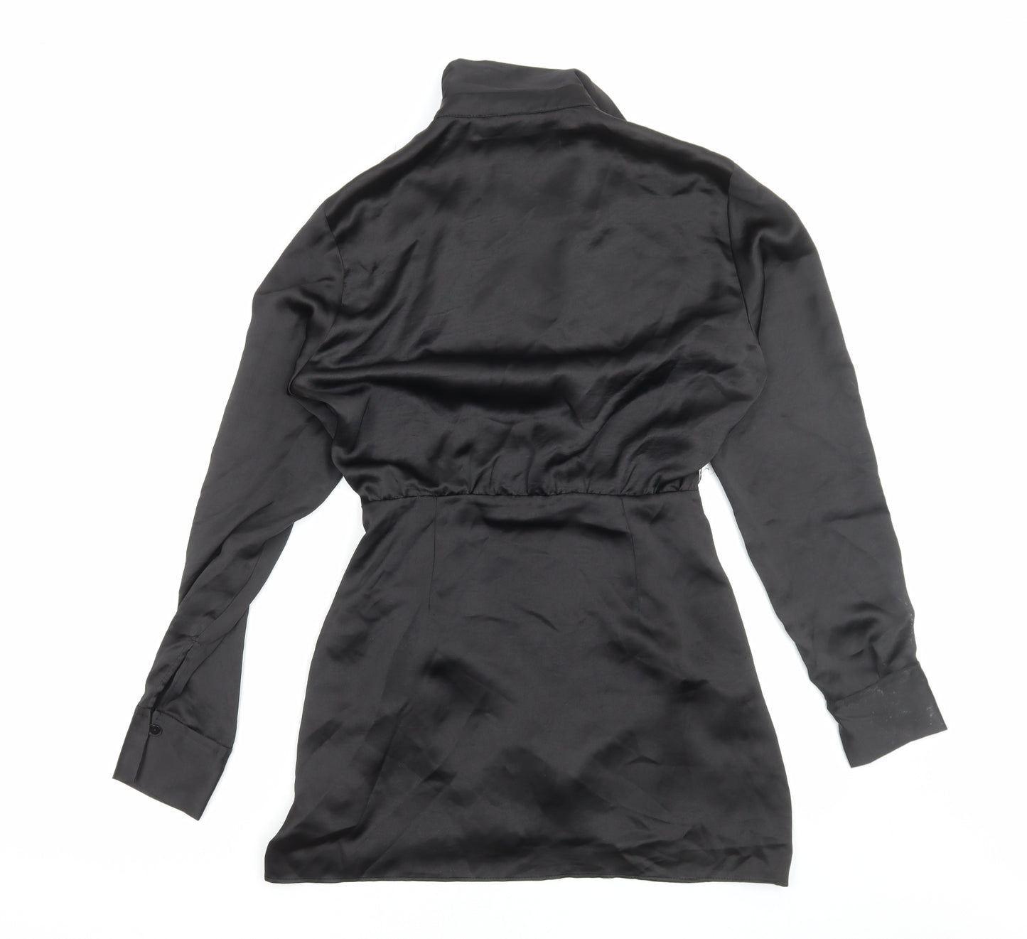 Zara Womens Black Polyester A-Line Size M Collared Zip