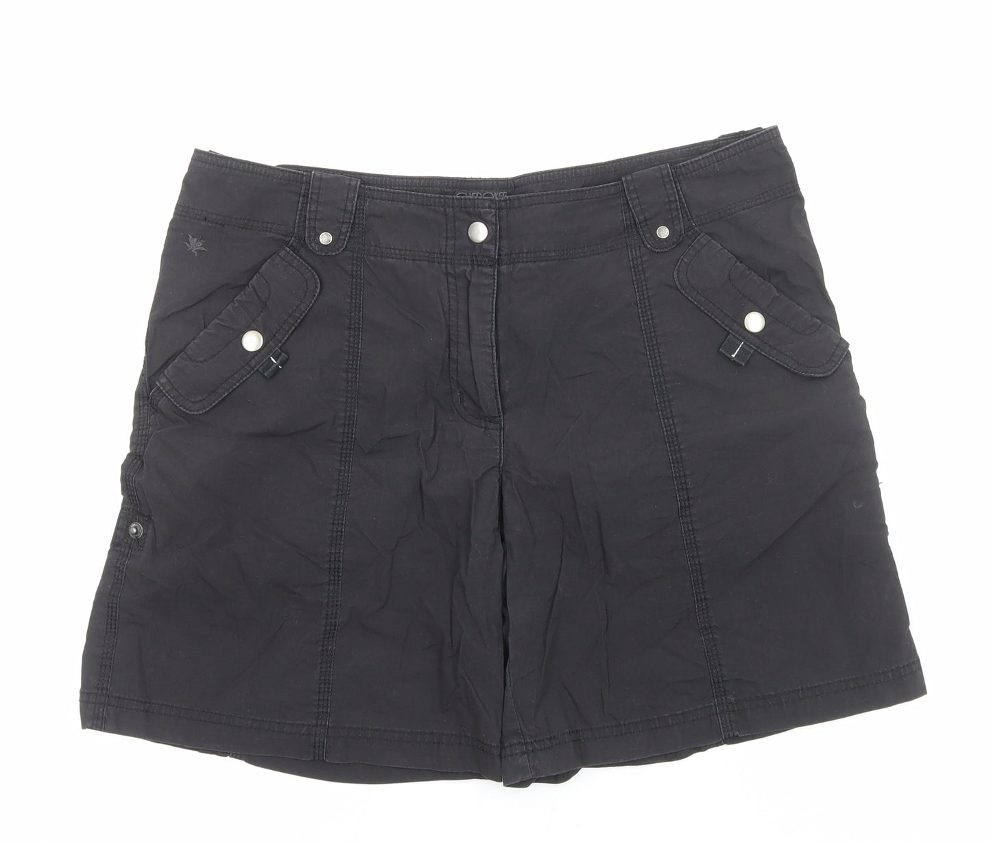 Cherokee Womens Black Cotton Cargo Shorts Size 12 Regular Zip