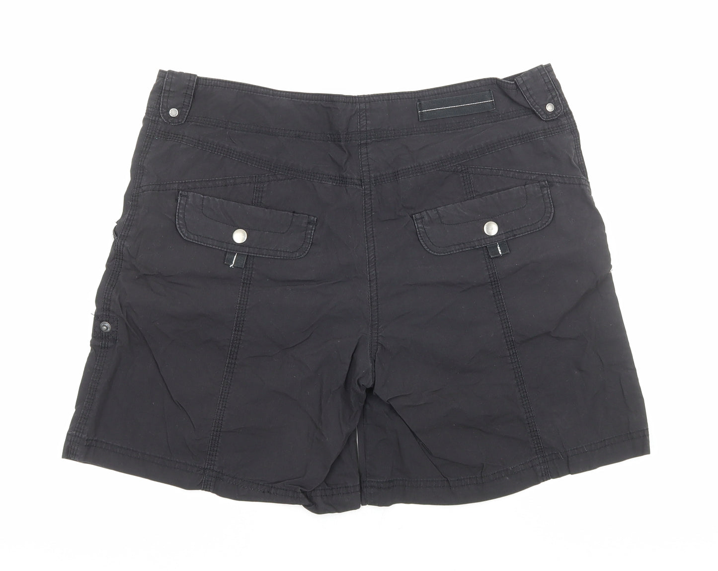 Cherokee Womens Black Cotton Cargo Shorts Size 12 Regular Zip