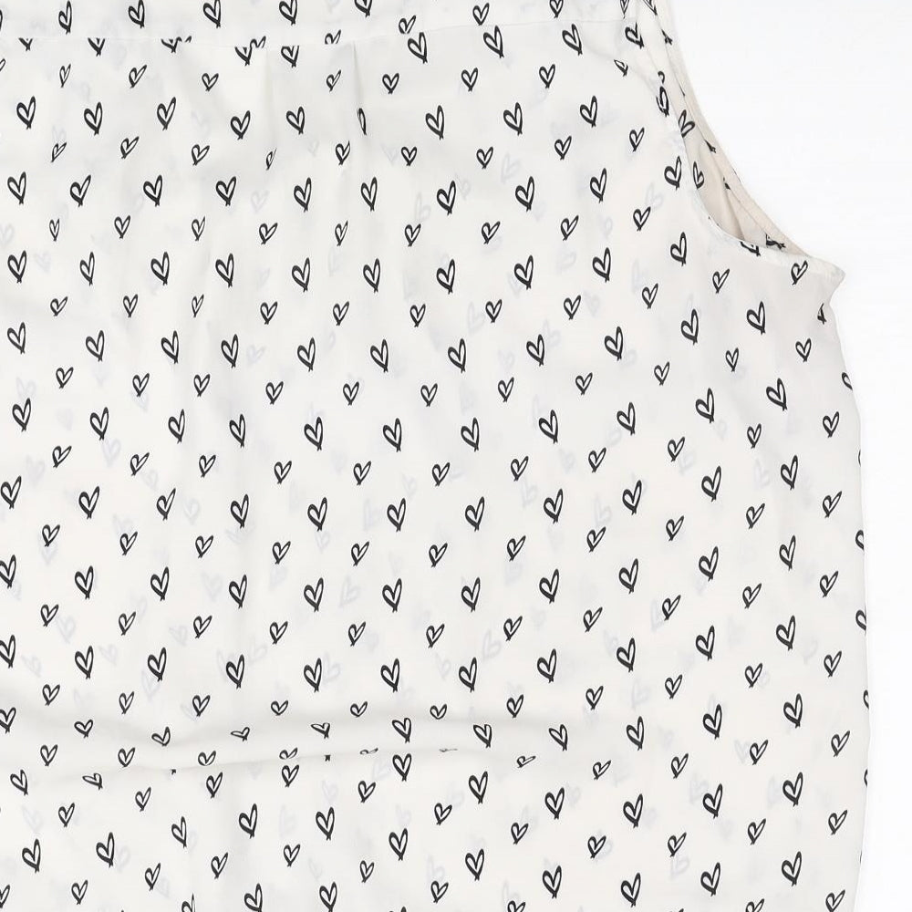 Papaya Womens White Geometric Polyester Basic Blouse Size 20 V-Neck - Heart