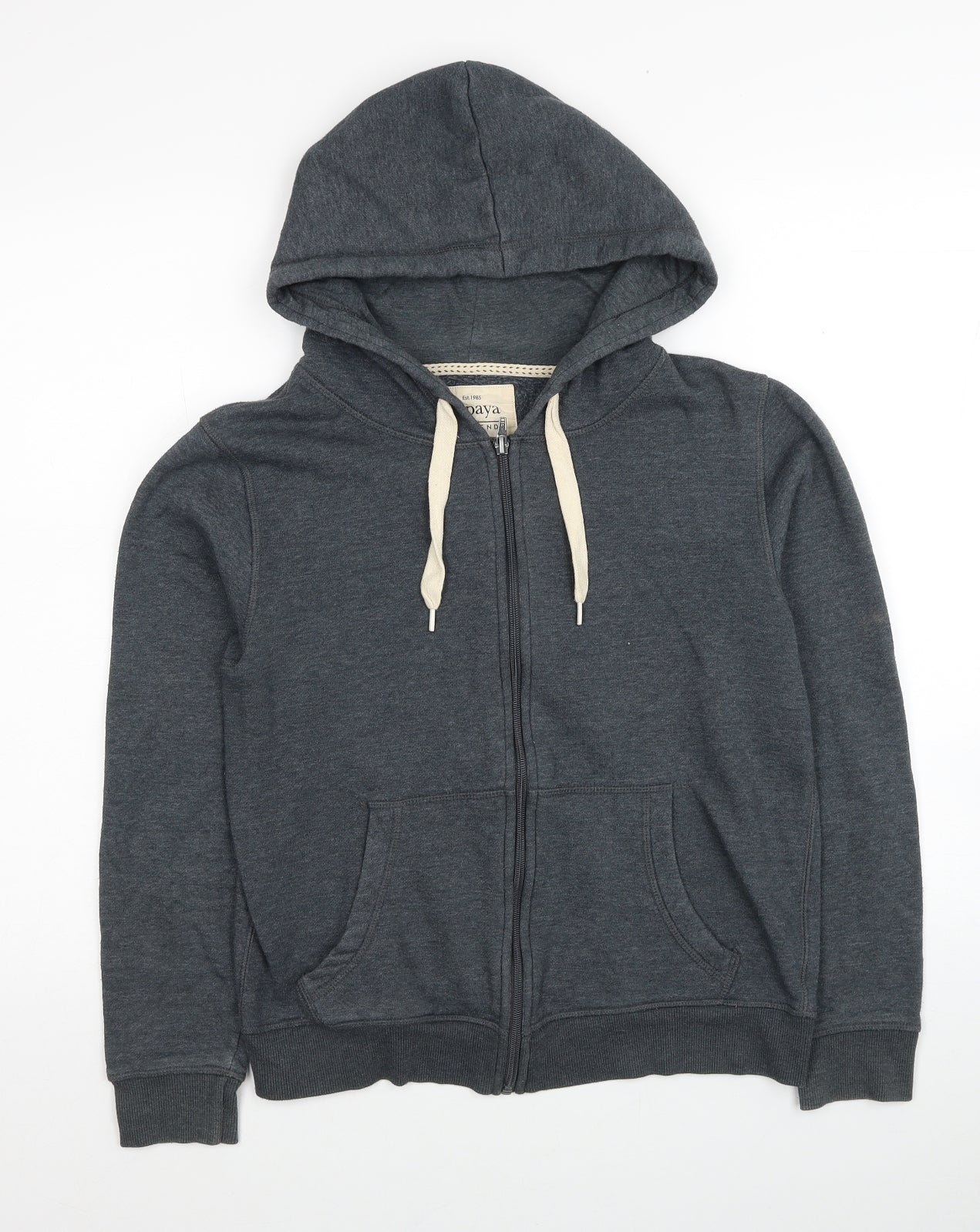 Papaya Womens Grey Polyester Full Zip Hoodie Size 10 Zip