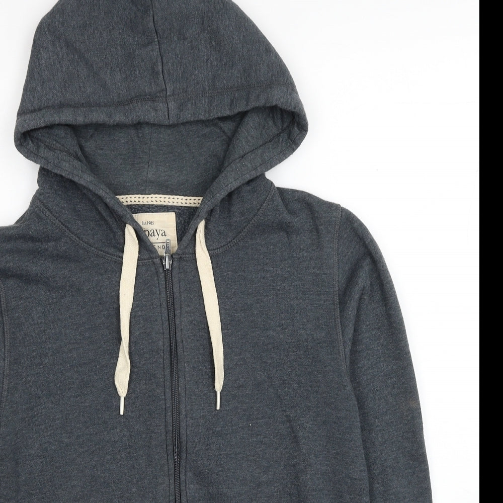 Papaya Womens Grey Polyester Full Zip Hoodie Size 10 Zip