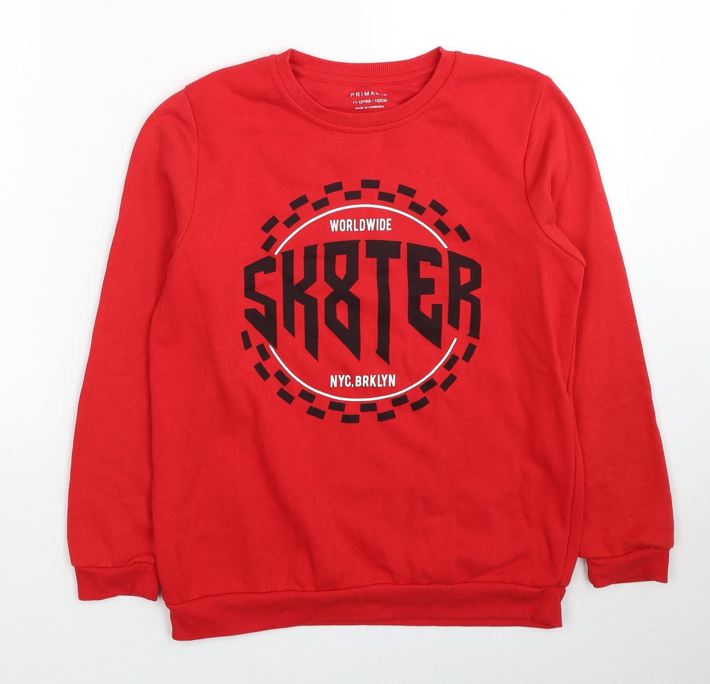 Primark Boys Grey Cotton Pullover Sweatshirt Size 11-12 Years Pullover - Sk8ter