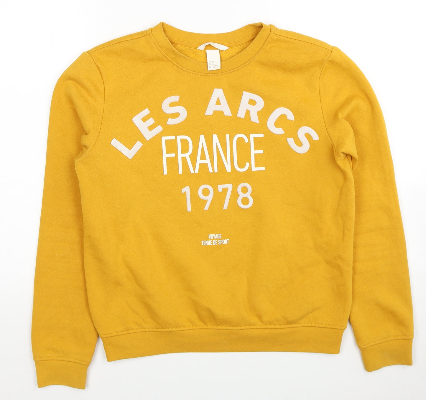 H&M Womens Yellow Cotton Pullover Sweatshirt Size XS Pullover - Les Arcs France 1978