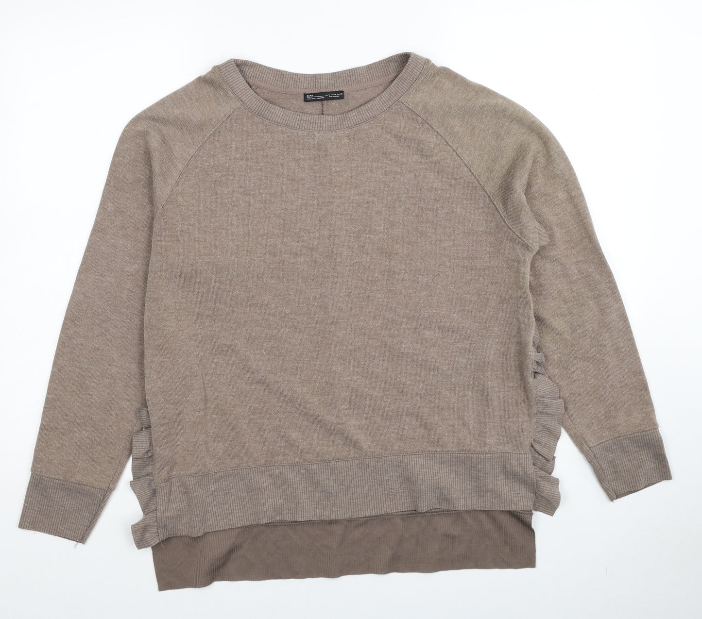 Zara Womens Beige Round Neck Polyester Pullover Jumper Size M