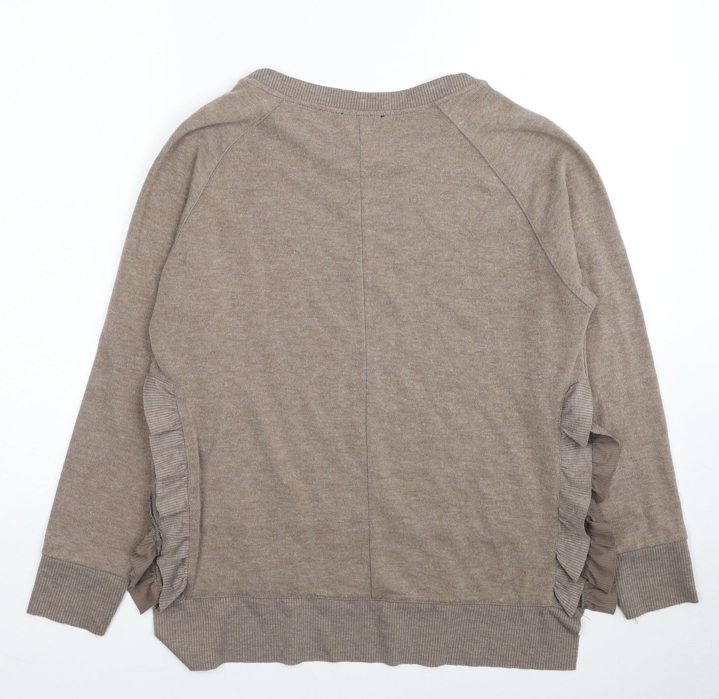 Zara Womens Beige Round Neck Polyester Pullover Jumper Size M