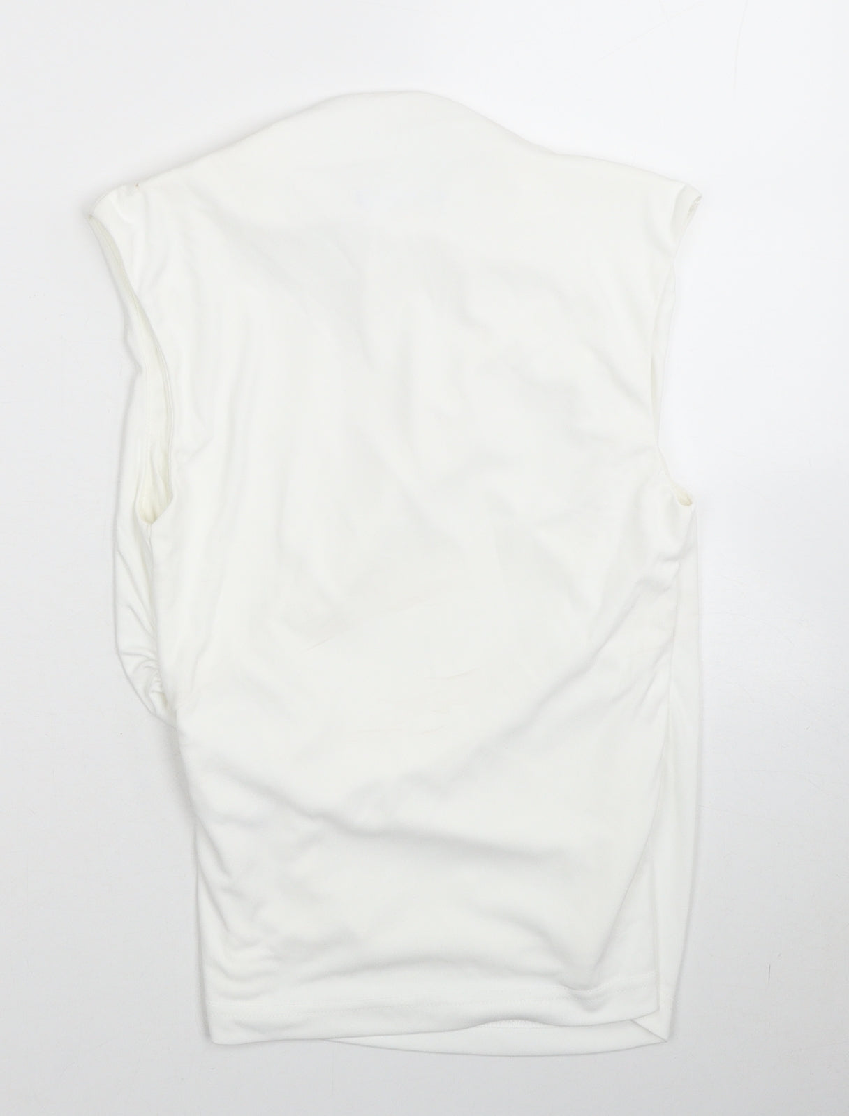 Zara Womens White Polyester Basic Blouse Size S Round Neck - Ruched