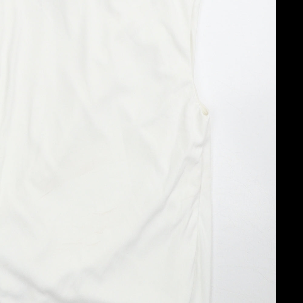 Zara Womens White Polyester Basic Blouse Size S Round Neck - Ruched