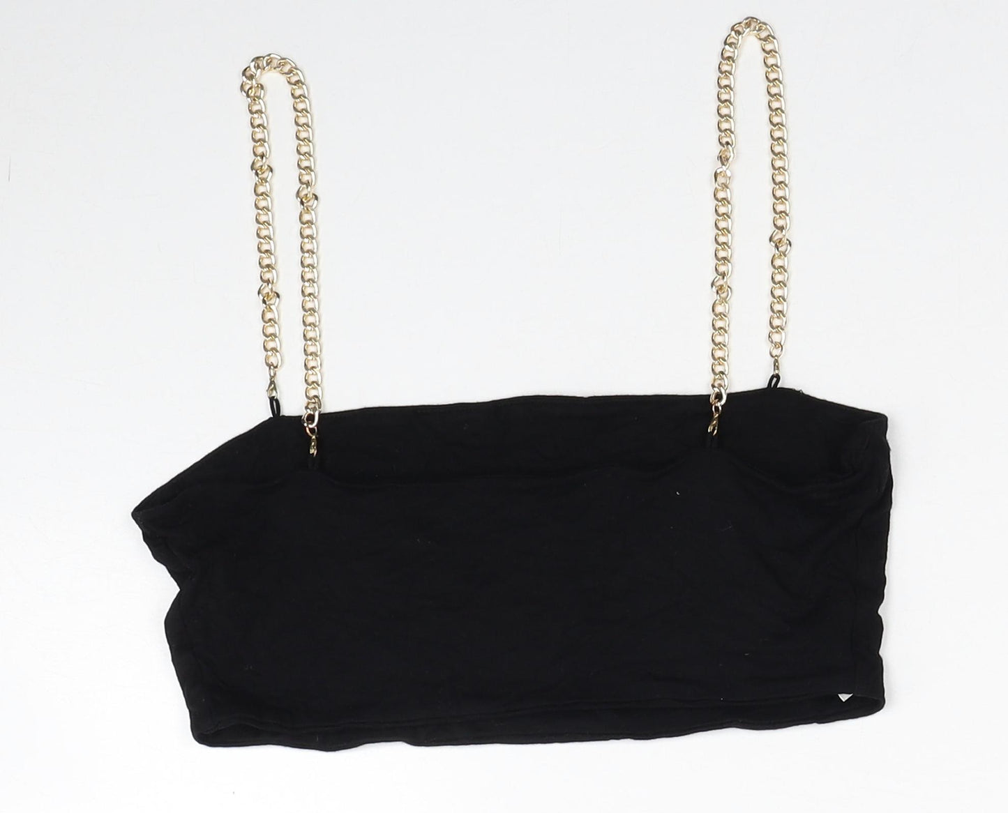 SheIn Womens Black Polyester Cropped Tank Size M Square Neck - Chain Straps