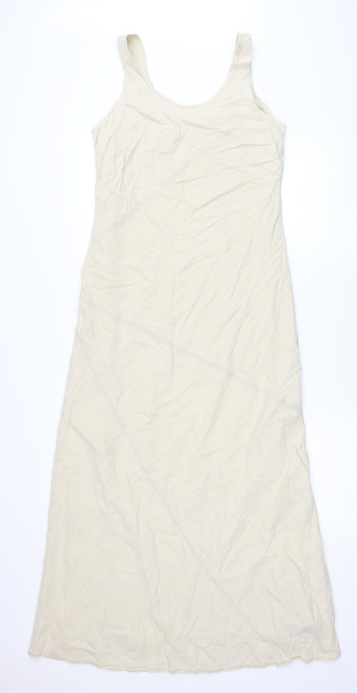 E-vie Womens Beige Viscose Maxi Size 12 Round Neck Pullover