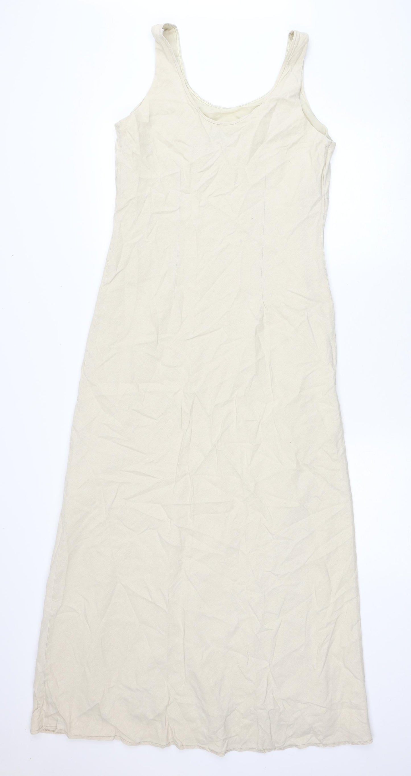 E-vie Womens Beige Viscose Maxi Size 12 Round Neck Pullover