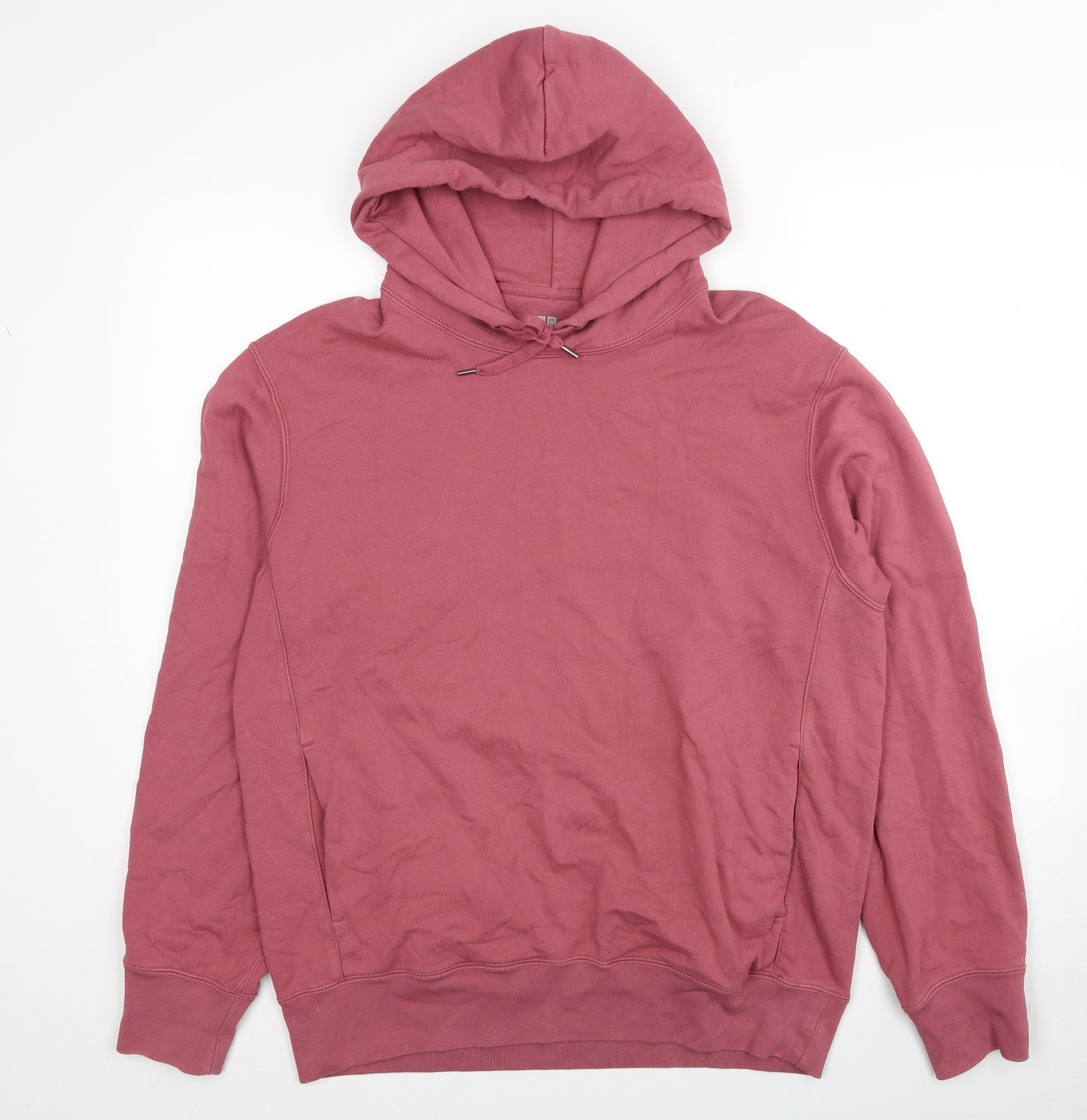 Uniqlo Mens Pink Cotton Pullover Hoodie Size L