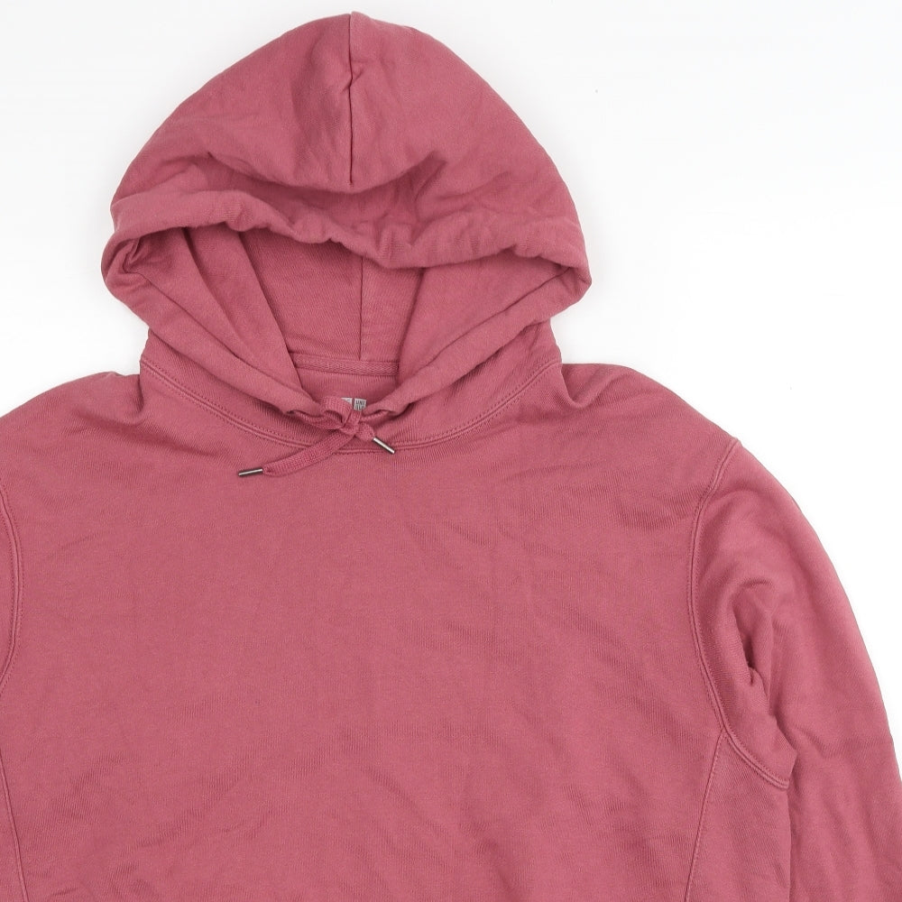 Uniqlo Mens Pink Cotton Pullover Hoodie Size L