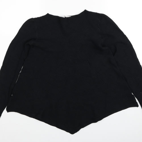 Damod Womens Black Boat Neck Viscose Pullover Jumper Size M - Ribbed