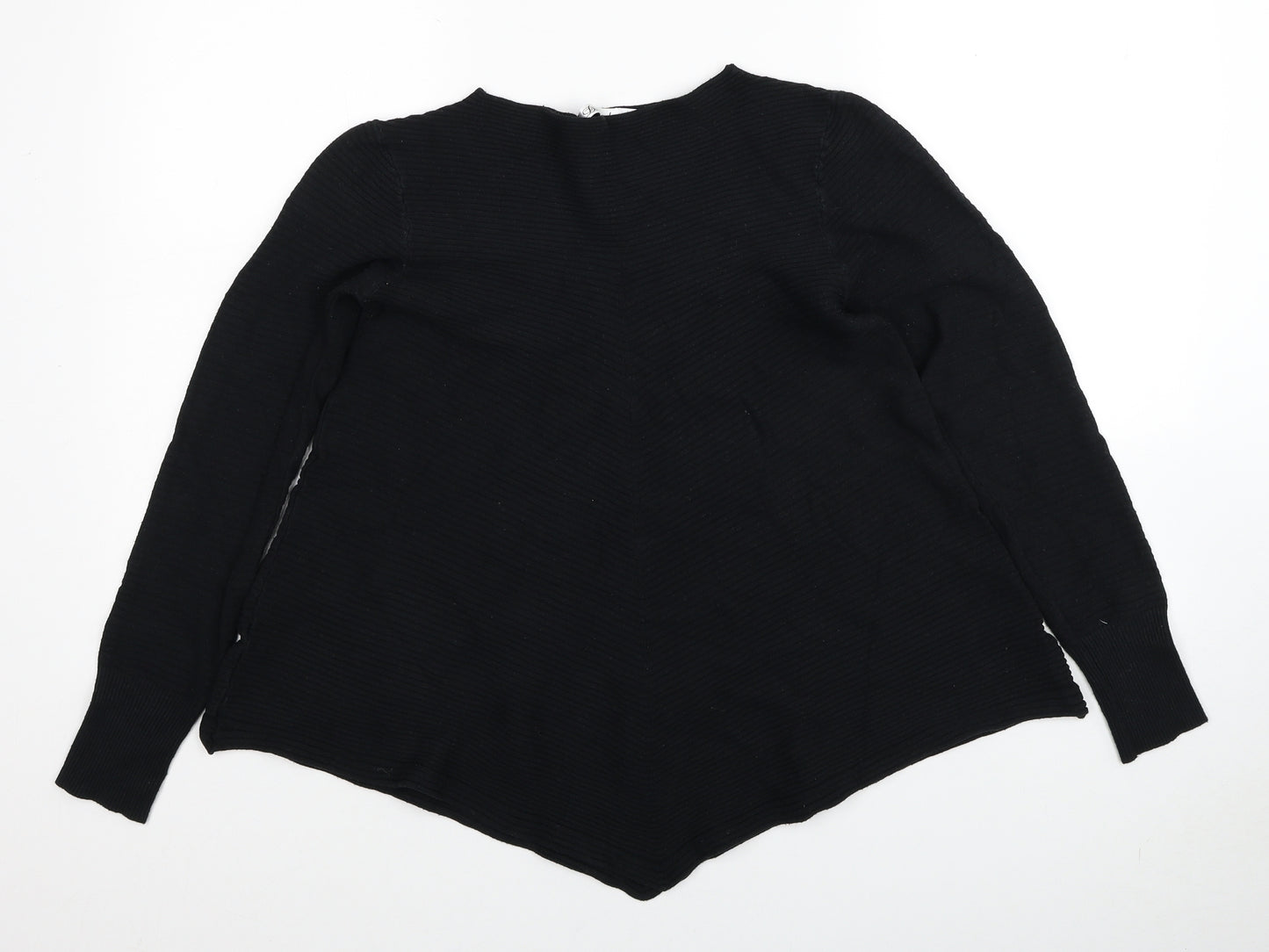 Damod Womens Black Boat Neck Viscose Pullover Jumper Size M - Ribbed