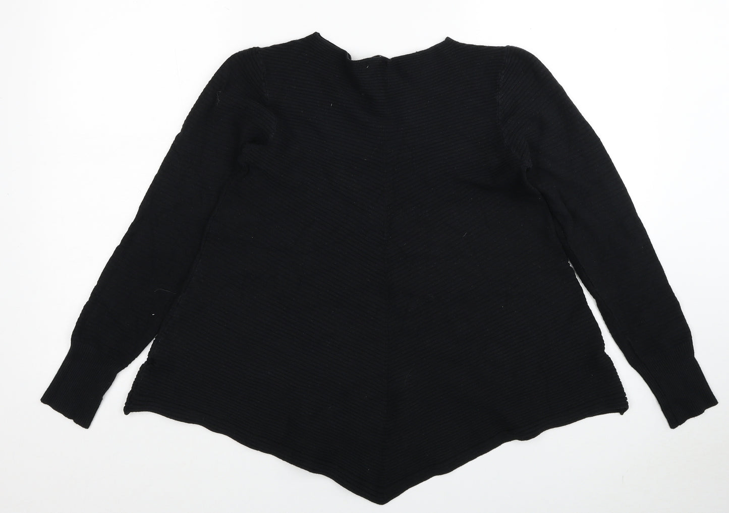 Damod Womens Black Boat Neck Viscose Pullover Jumper Size M - Ribbed