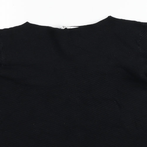 Damod Womens Black Boat Neck Viscose Pullover Jumper Size M - Ribbed
