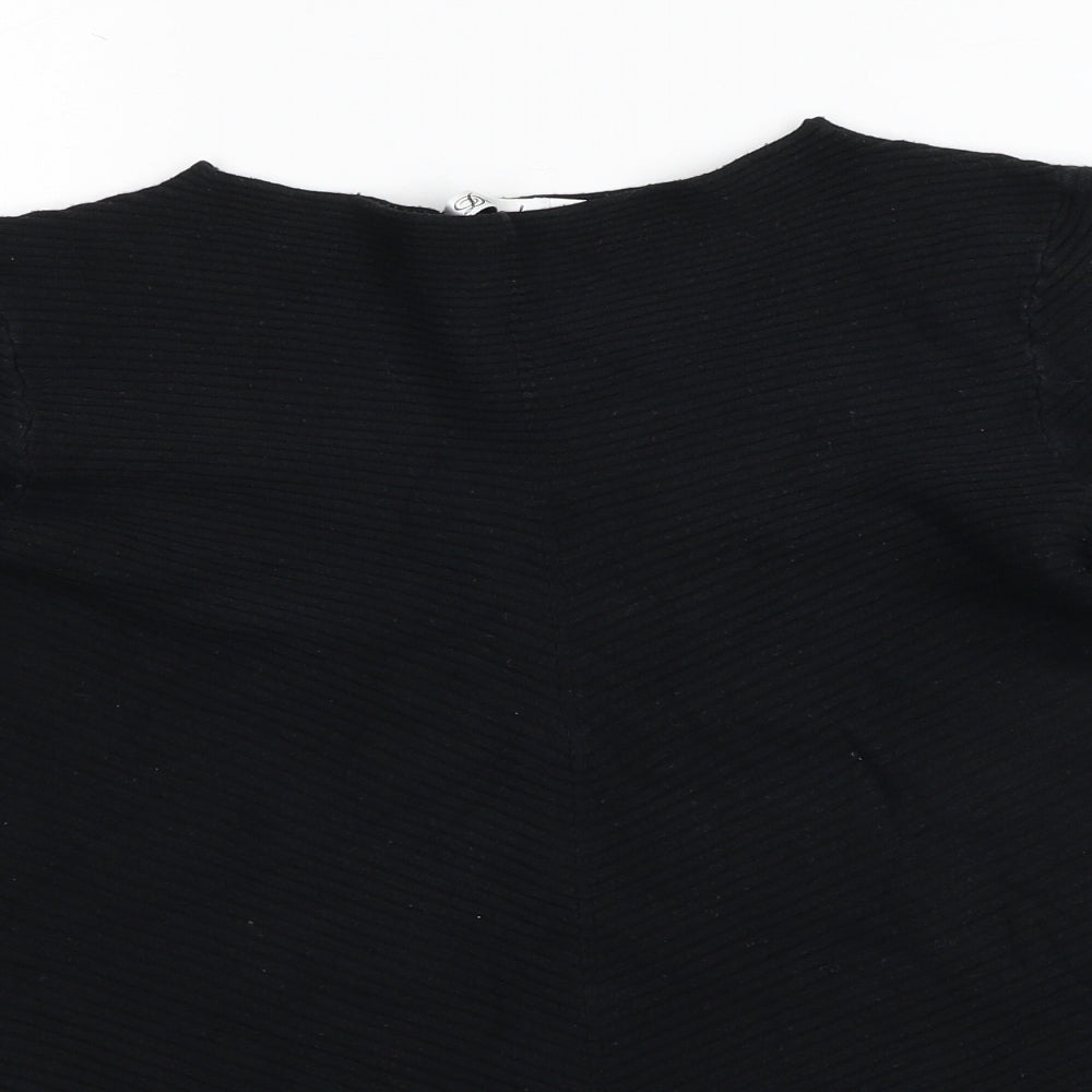 Damod Womens Black Boat Neck Viscose Pullover Jumper Size M - Ribbed