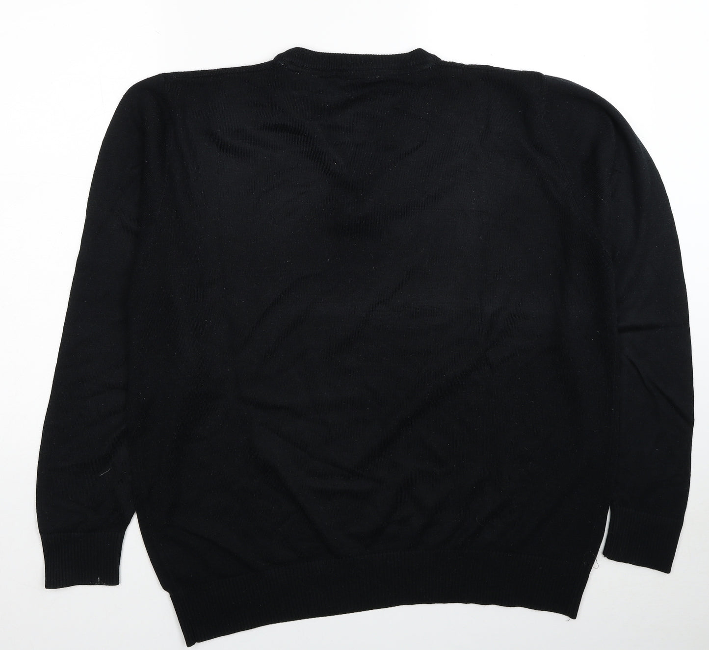 George Mens Black V-Neck Acrylic Pullover Jumper Size XL